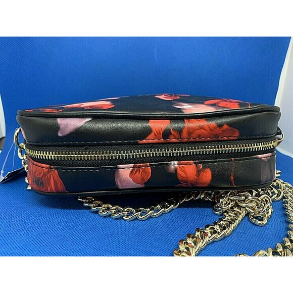 NWT Victoria's Secret Black Red Rose Floral Cross Body Bag Purse w/Gold Chain - Picture 5 of 8